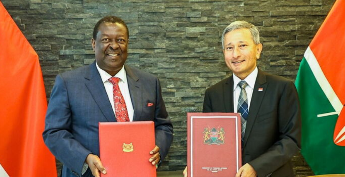 Prime Cabinet Secretary Musalia Mudavadi and Singapore’s Foreign Affairs Minister Vivian Balakrishnan Kenya and Singapore Ink Landmark Double Taxation Agreement