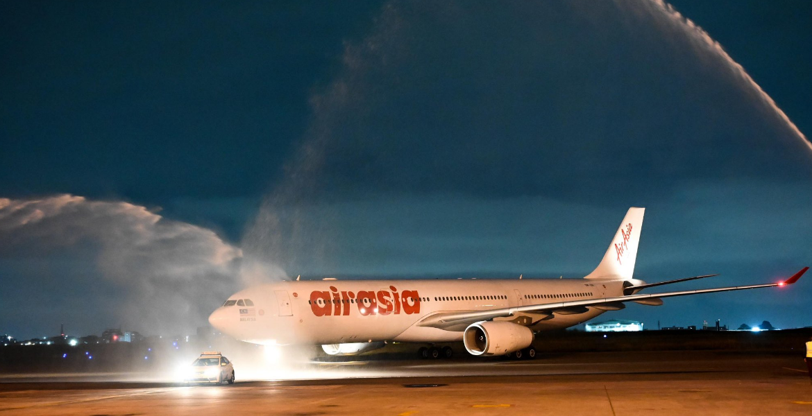 AirAsia Plane Arrives at JKIA Kenya Welcomes Inaugural AirAsia X Flight with Traditional Water Salute at JKIA