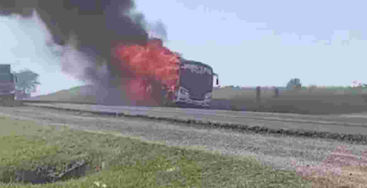 Modern Coast Bus Catches Fire Near Gilgil, All 60 Passengers Safely Evacuated