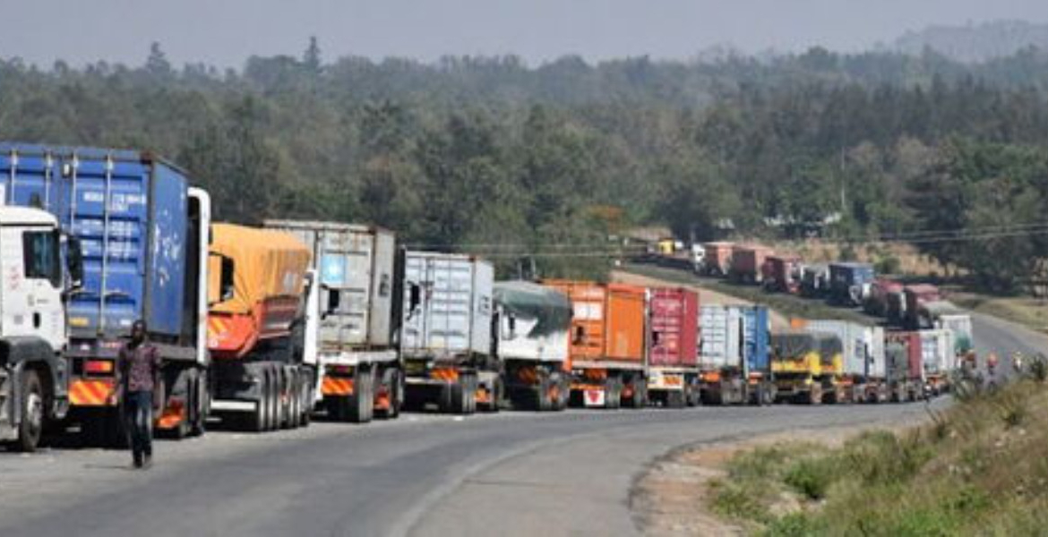 Long-distance Trucks Along the Malaba-Bungoma Highway Kenyan Truck Drivers Decry Detentions in South Sudan