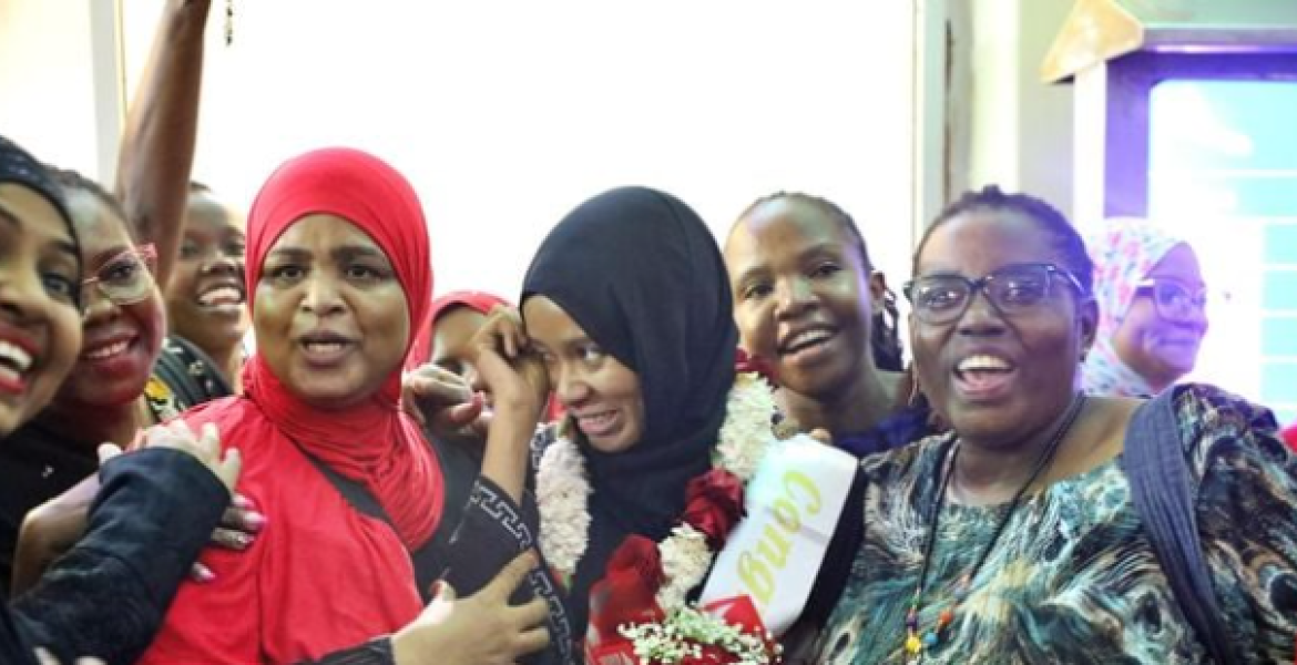 Nurse Khadija Being Received by Friends after Jetting Back from UAE Kenyan Nurse Khadija Juma Honoured in Dubai for Innovative Blood Donation Program