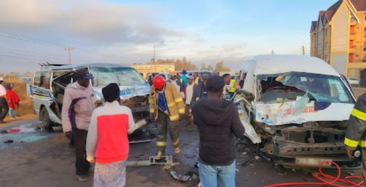 Accident Scene 13 Injured in Head-On Collision on Thika–Mang’u Highway