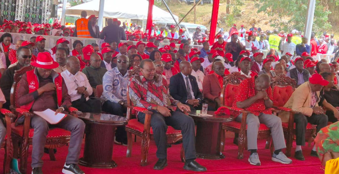 Former President Uhuru Kenyatta, Alongside ex-Interior CS Fred Matiang'i and Other Jubilee Delegates Uhuru, Matiang’i Attend Jubilee Party National Delegates Conference