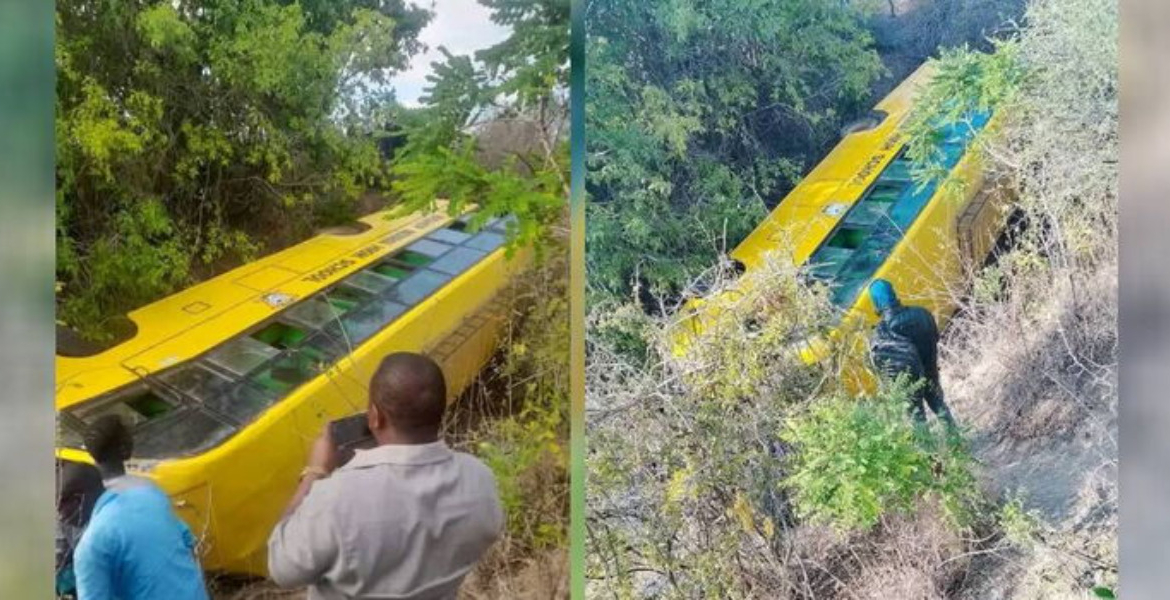 Accident Scene Multiple Injured as School Bus Returning from Masinga Dam Overturns in Machakos